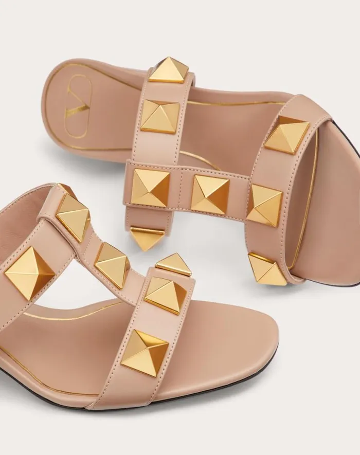 Valentino Sandals Woman Roman Stud Calfskin Slide Sandal 60 Mm For Woman In Rose Cannelle Rose Cannelle Valentino Sandals Woman Roman Stud Calfskin Slide Sandal 60 Mm For Woman In Rose Cannelle Rose Cannelle