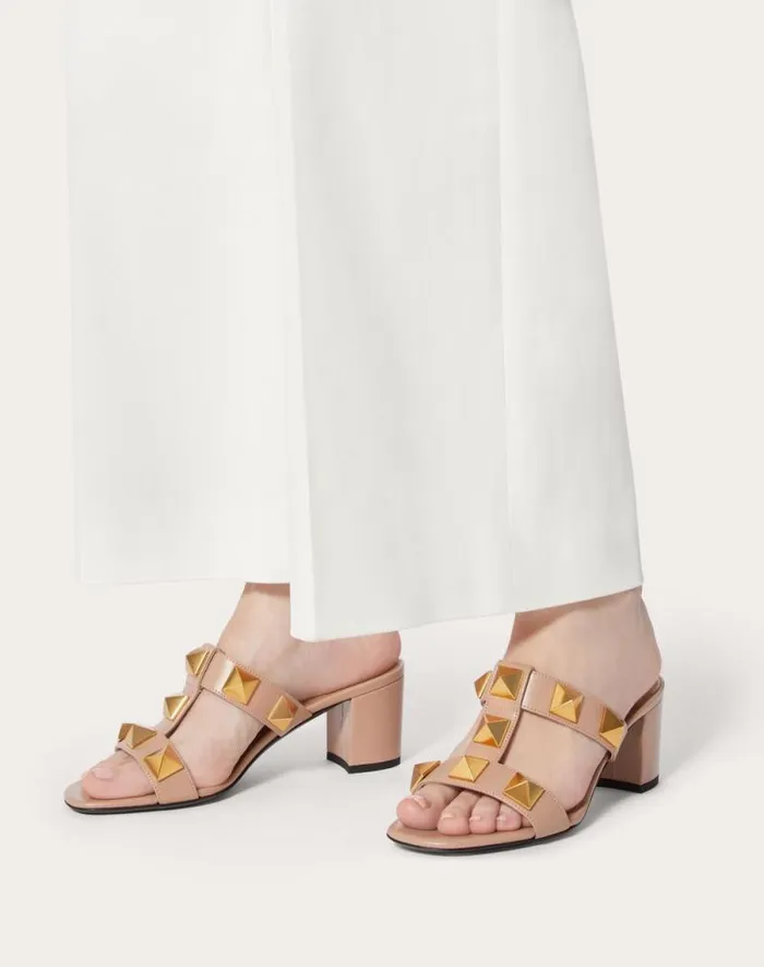 Valentino Sandals Woman Roman Stud Calfskin Slide Sandal 60 Mm For Woman In Rose Cannelle Rose Cannelle Valentino Sandals Woman Roman Stud Calfskin Slide Sandal 60 Mm For Woman In Rose Cannelle Rose Cannelle