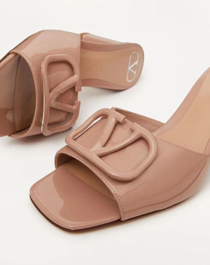 Valentino Sandals Woman Vlogo Signature Patent Leather Slide Sandal 60mm For Woman In Rose Cannelle Rose Cannelle Valentino Sandals Woman Vlogo Signature Patent Leather Slide Sandal 60mm For Woman In Rose Cannelle Rose Cannelle