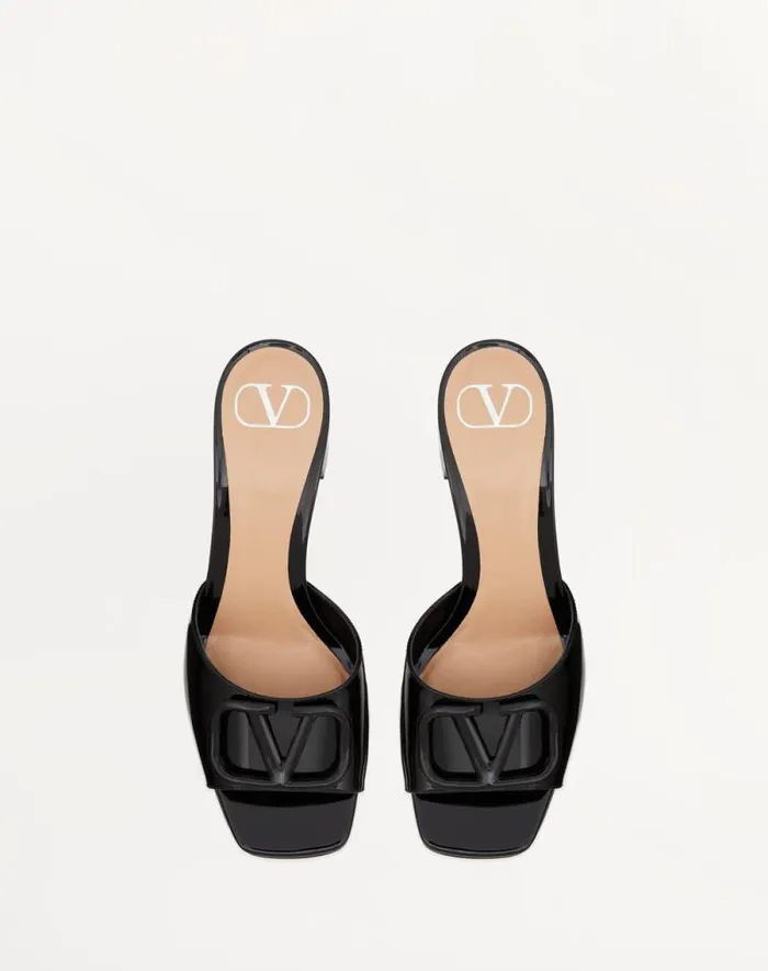 Valentino Sandals Woman Vlogo Signature Patent Leather Slide Sandal 60mm For Woman In Rose Cannelle Rose Cannelle Valentino Sandals Woman Vlogo Signature Patent Leather Slide Sandal 60mm For Woman In Rose Cannelle Rose Cannelle