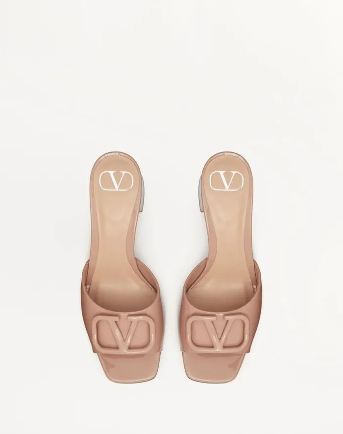 Valentino Sandals Woman Vlogo Signature Patent Leather Slide Sandal 60mm For Woman In Rose Cannelle Rose Cannelle Valentino Sandals Woman Vlogo Signature Patent Leather Slide Sandal 60mm For Woman In Rose Cannelle Rose Cannelle