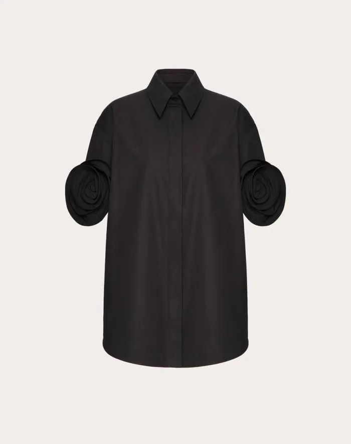 Valentino Shirts And Tops Woman Compact Popeline Blouse For Woman In Black Black Valentino Shirts And Tops Woman Compact Popeline Blouse For Woman In Black Black