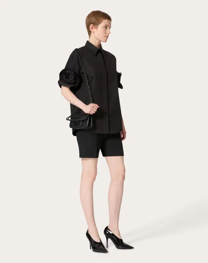 Valentino Shirts And Tops Woman Compact Popeline Blouse For Woman In Black Black Valentino Shirts And Tops Woman Compact Popeline Blouse For Woman In Black Black