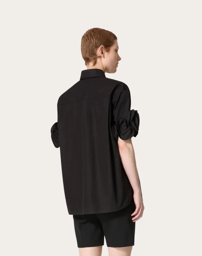 Valentino Shirts And Tops Woman Compact Popeline Blouse For Woman In Black Black Valentino Shirts And Tops Woman Compact Popeline Blouse For Woman In Black Black