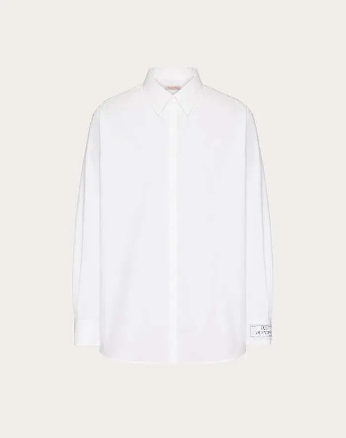 Valentino Shirts Man Long Sleeve Cotton Shirt With Maison Valentino Tailoring Label For Man In White White