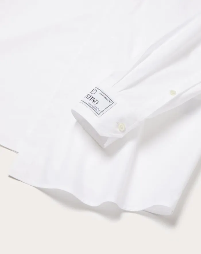 Valentino Shirts Man Long Sleeve Cotton Shirt With Maison Valentino Tailoring Label For Man In White White