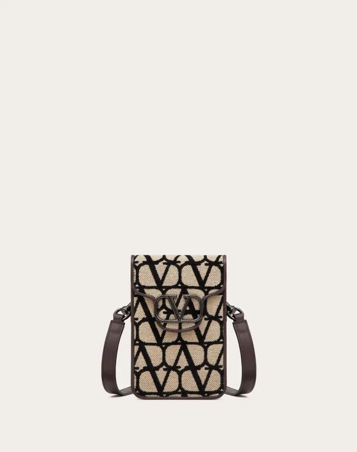 Valentino Shoulder Bags Man Loco039 Toile Iconographe Cross Body Mini Bag For Man In Beigeblack Beigeblack