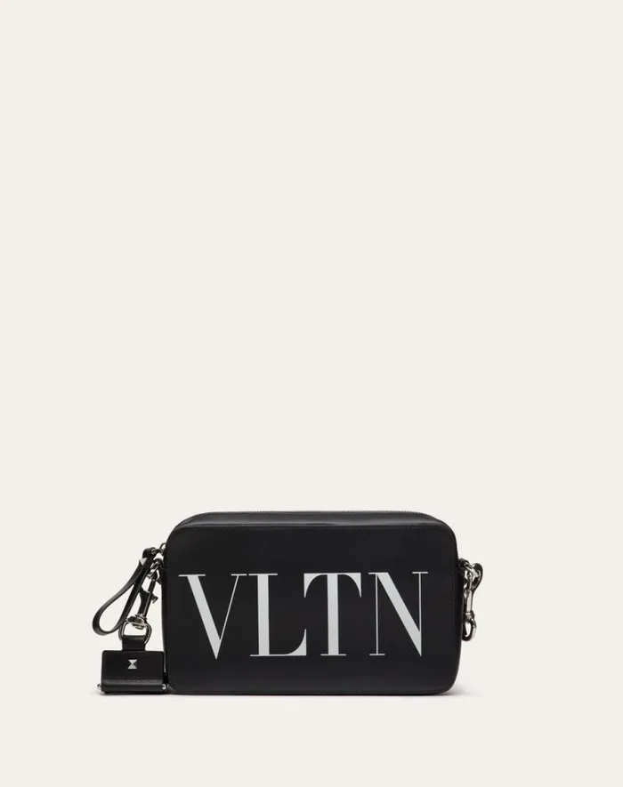 Valentino Shoulder Bags Man Vltn Leather Crossbody Bag For Man In Blackwhite Blackwhite
