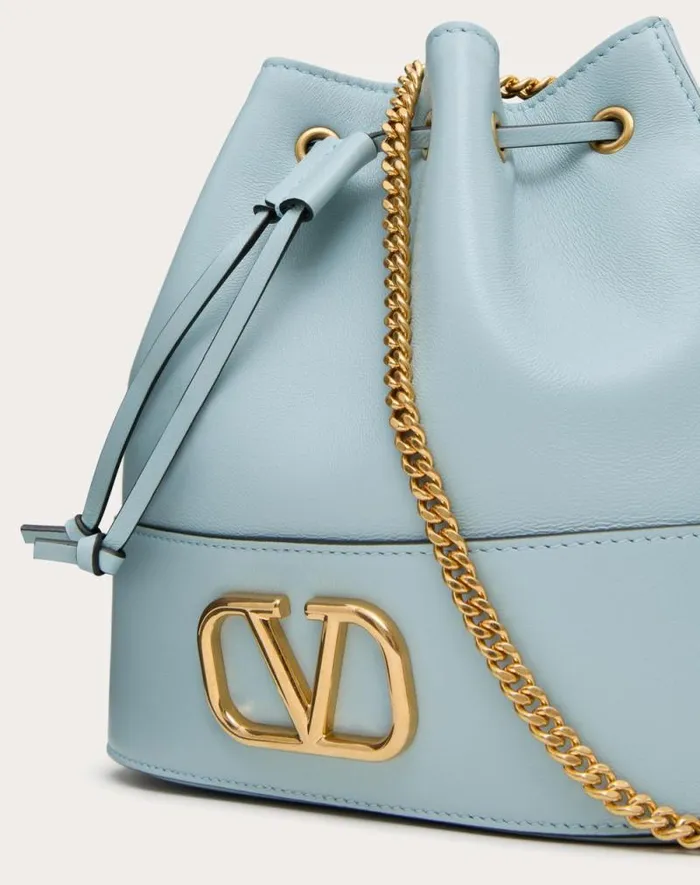 Valentino Shoulder Bags Woman Mini Bucket Bag In Nappa With Vlogo Signature Chain For Woman In Black Black Valentino Shoulder Bags Woman Mini Bucket Bag In Nappa With Vlogo Signature Chain For Woman In Black Black