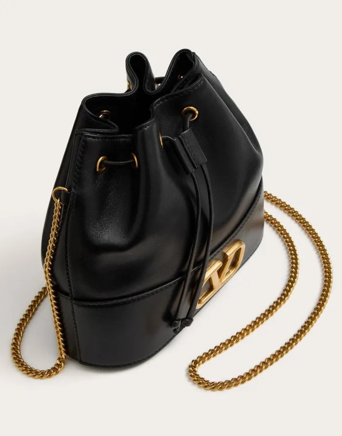 Valentino Shoulder Bags Woman Mini Bucket Bag In Nappa With Vlogo Signature Chain For Woman In Black Black Valentino Shoulder Bags Woman Mini Bucket Bag In Nappa With Vlogo Signature Chain For Woman In Black Black