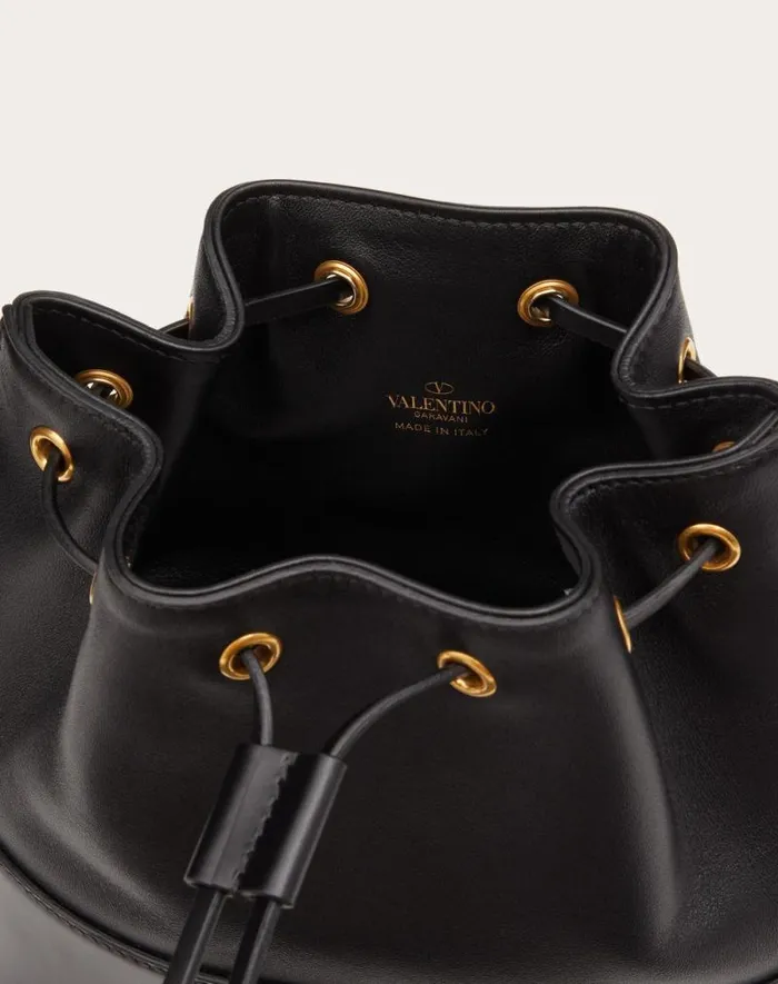 Valentino Shoulder Bags Woman Mini Bucket Bag In Nappa With Vlogo Signature Chain For Woman In Black Black Valentino Shoulder Bags Woman Mini Bucket Bag In Nappa With Vlogo Signature Chain For Woman In Black Black