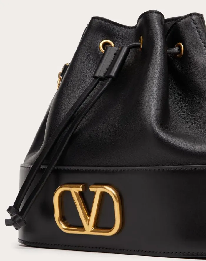 Valentino Shoulder Bags Woman Mini Bucket Bag In Nappa With Vlogo Signature Chain For Woman In Black Black Valentino Shoulder Bags Woman Mini Bucket Bag In Nappa With Vlogo Signature Chain For Woman In Black Black
