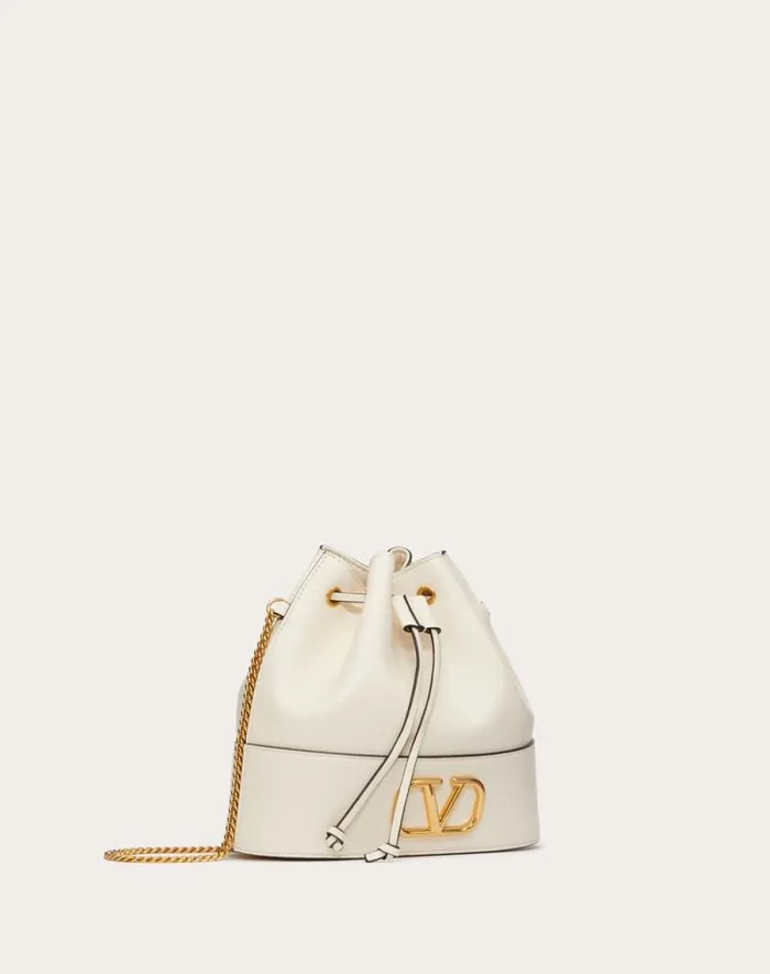 Valentino Shoulder Bags Woman Mini Bucket Bag In Nappa With Vlogo Signature Chain For Woman In Black Black Valentino Shoulder Bags Woman Mini Bucket Bag In Nappa With Vlogo Signature Chain For Woman In Black Black