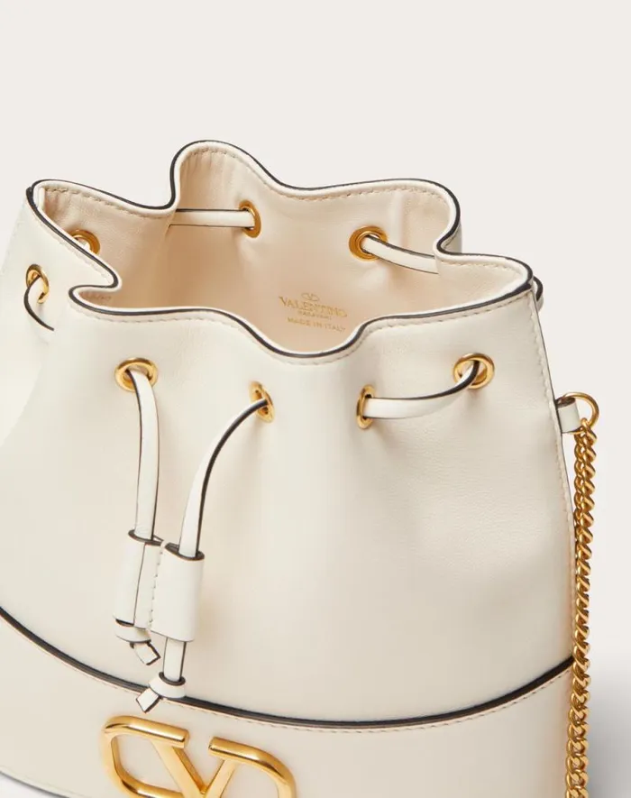 Valentino Shoulder Bags Woman Mini Bucket Bag In Nappa With Vlogo Signature Chain For Woman In Black Black Valentino Shoulder Bags Woman Mini Bucket Bag In Nappa With Vlogo Signature Chain For Woman In Black Black