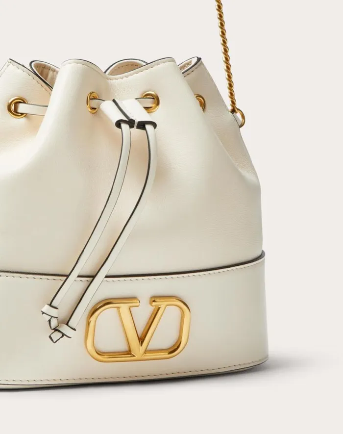 Valentino Shoulder Bags Woman Mini Bucket Bag In Nappa With Vlogo Signature Chain For Woman In Black Black Valentino Shoulder Bags Woman Mini Bucket Bag In Nappa With Vlogo Signature Chain For Woman In Black Black