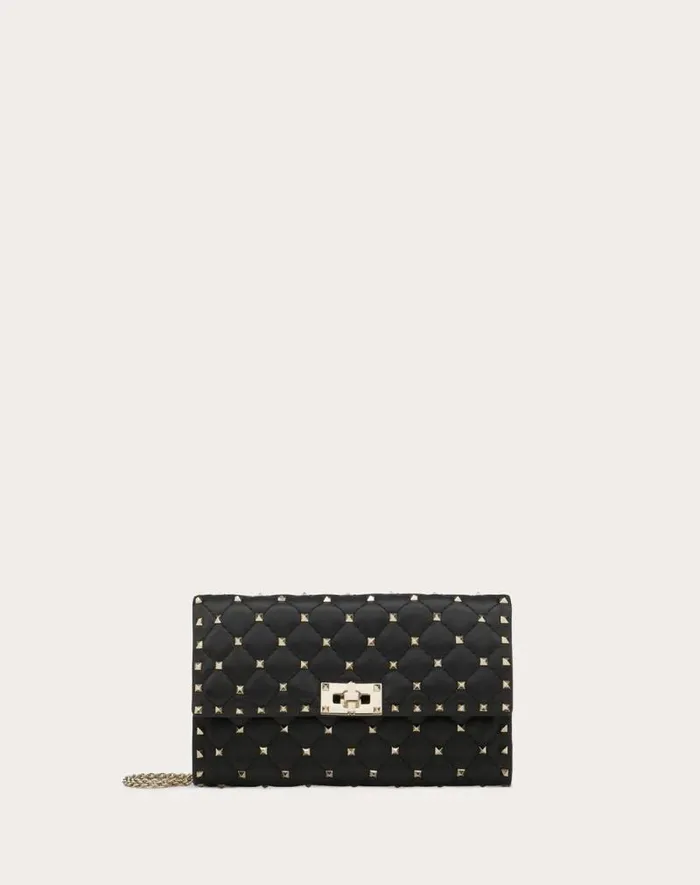 Valentino Shoulder Bags Woman Rockstud Spike Nappa Leather Crossbody Clutch Bag For Woman In Black Black Valentino Shoulder Bags Woman Rockstud Spike Nappa Leather Crossbody Clutch Bag For Woman In Black Black