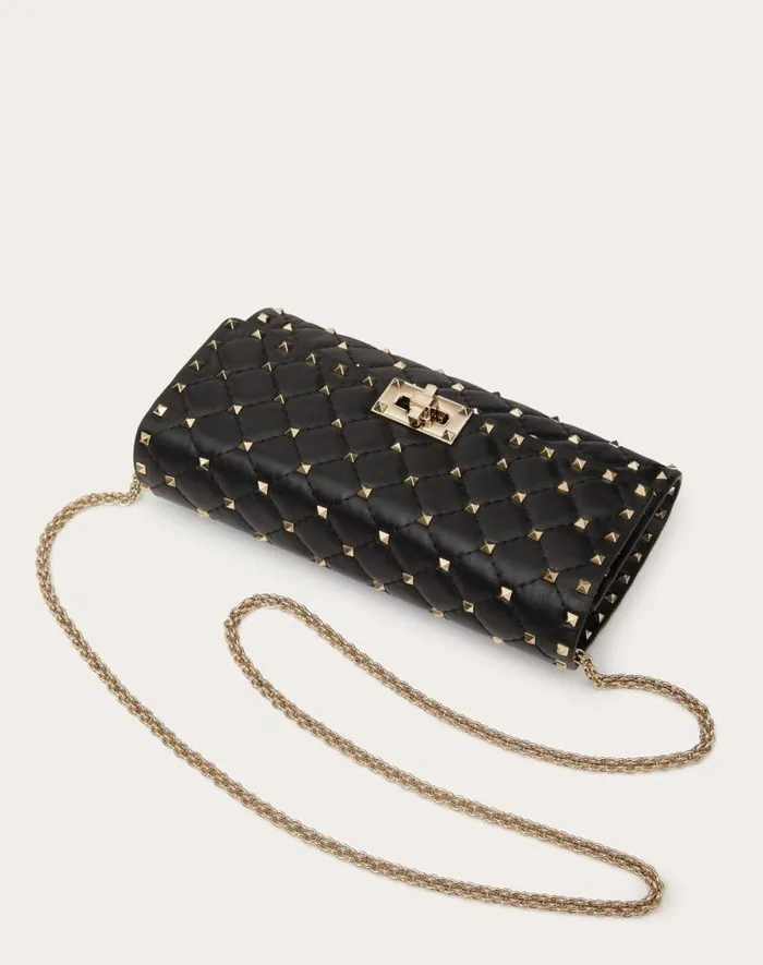 Valentino Shoulder Bags Woman Rockstud Spike Nappa Leather Crossbody Clutch Bag For Woman In Black Black Valentino Shoulder Bags Woman Rockstud Spike Nappa Leather Crossbody Clutch Bag For Woman In Black Black