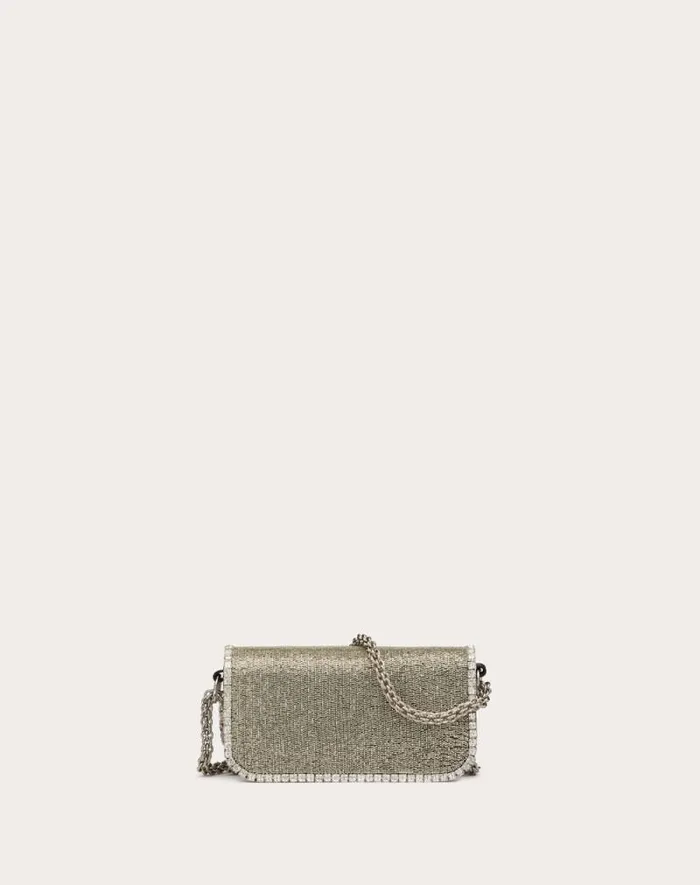 Valentino Shoulder Bags Woman Valentino Garavani Loc Embroidered Small Shoulder Bag For Woman In Silvercrystal Silvercrystal Valentino Shoulder Bags Woman Valentino Garavani Loc Embroidered Small Shoulder Bag For Woman In Silvercrystal Silvercrystal