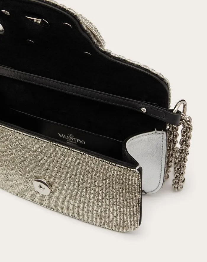 Valentino Shoulder Bags Woman Valentino Garavani Loc Embroidered Small Shoulder Bag For Woman In Silvercrystal Silvercrystal Valentino Shoulder Bags Woman Valentino Garavani Loc Embroidered Small Shoulder Bag For Woman In Silvercrystal Silvercrystal