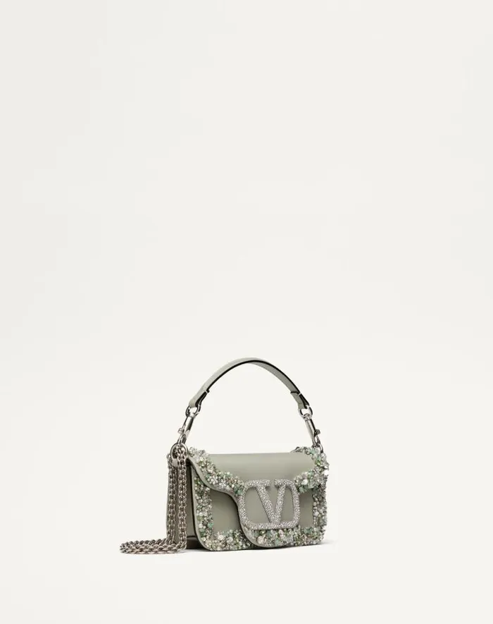 Valentino Shoulder Bags Woman Valentino Garavani Loc Small Embroidered Shoulder Bag For Woman In Crystalgrey Crystalgrey Valentino Shoulder Bags Woman Valentino Garavani Loc Small Embroidered Shoulder Bag For Woman In Crystalgrey Crystalgrey