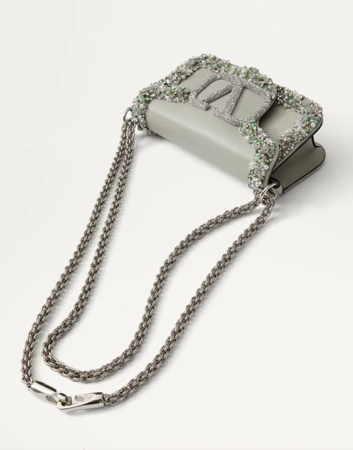 Valentino Shoulder Bags Woman Valentino Garavani Loc Small Embroidered Shoulder Bag For Woman In Crystalgrey Crystalgrey Valentino Shoulder Bags Woman Valentino Garavani Loc Small Embroidered Shoulder Bag For Woman In Crystalgrey Crystalgrey