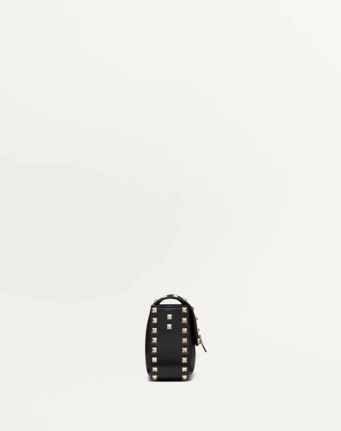 Valentino Shoulder Bags Woman Valentino Garavani Rockstud Grainy Calfskin Shoulder Bag For Woman In Black Black