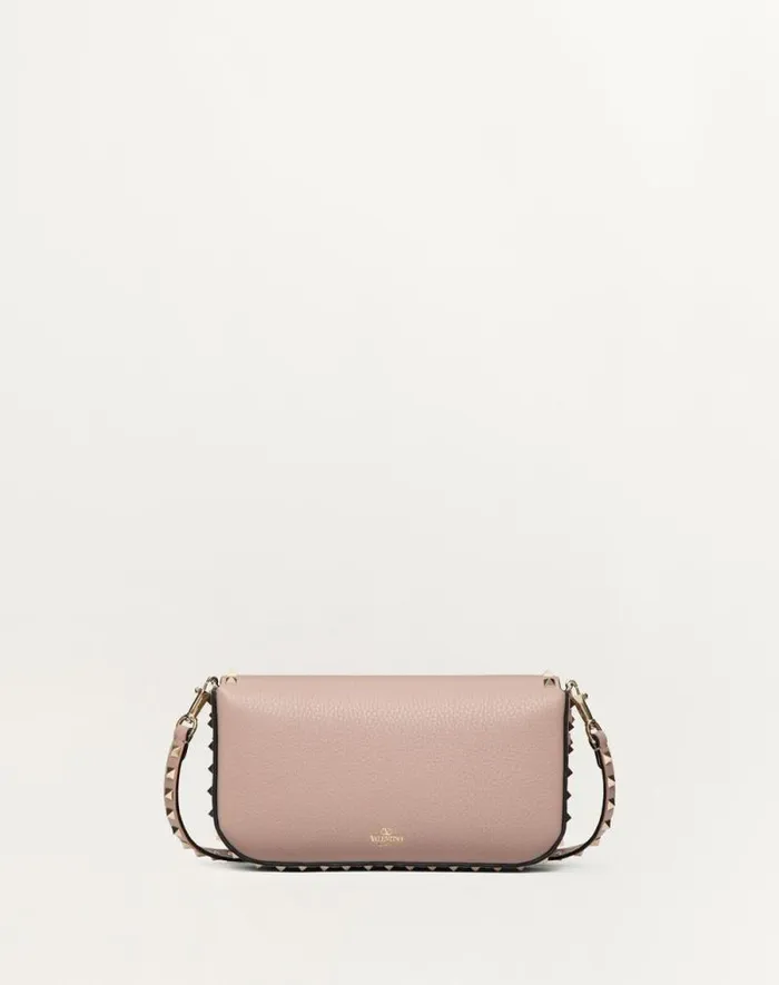 Valentino Shoulder Bags Woman Valentino Garavani Rockstud Grainy Calfskin Shoulder Bag For Woman In Black Black