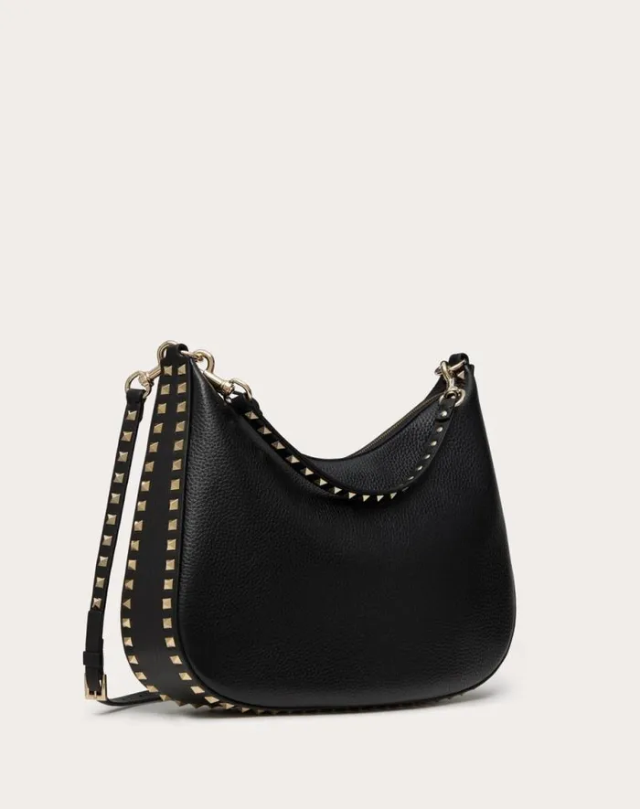 Valentino Shoulder Bags Woman Valentino Garavani Rockstud Hobo Bag In Grainy Calfskin For Woman In Almond Almond Valentino Shoulder Bags Woman Valentino Garavani Rockstud Hobo Bag In Grainy Calfskin For Woman In Almond Almond