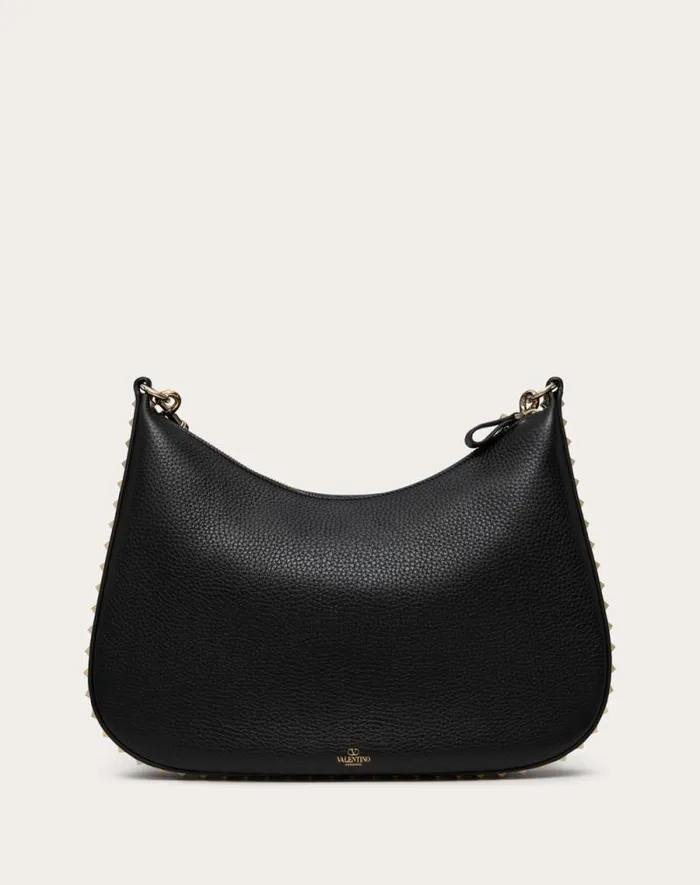 Valentino Shoulder Bags Woman Valentino Garavani Rockstud Hobo Bag In Grainy Calfskin For Woman In Almond Almond Valentino Shoulder Bags Woman Valentino Garavani Rockstud Hobo Bag In Grainy Calfskin For Woman In Almond Almond