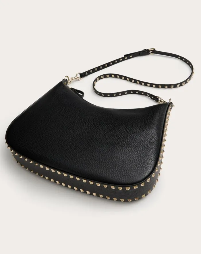 Valentino Shoulder Bags Woman Valentino Garavani Rockstud Hobo Bag In Grainy Calfskin For Woman In Almond Almond Valentino Shoulder Bags Woman Valentino Garavani Rockstud Hobo Bag In Grainy Calfskin For Woman In Almond Almond