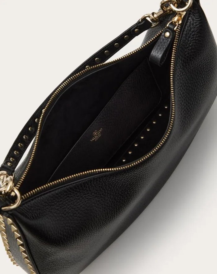 Valentino Shoulder Bags Woman Valentino Garavani Rockstud Hobo Bag In Grainy Calfskin For Woman In Almond Almond Valentino Shoulder Bags Woman Valentino Garavani Rockstud Hobo Bag In Grainy Calfskin For Woman In Almond Almond