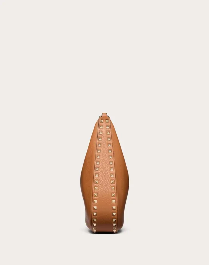 Valentino Shoulder Bags Woman Valentino Garavani Rockstud Hobo Bag In Grainy Calfskin For Woman In Almond Almond Valentino Shoulder Bags Woman Valentino Garavani Rockstud Hobo Bag In Grainy Calfskin For Woman In Almond Almond