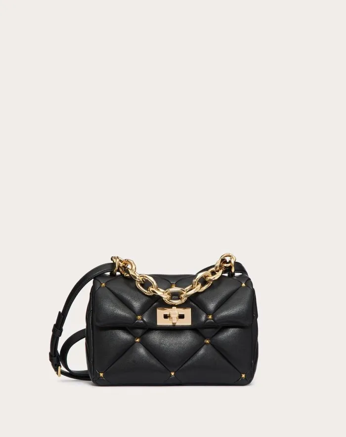 Valentino Shoulder Bags Woman Valentino Garavani Roman Stud Bag In Nappa Patchwork For Woman In Rose Cannelle Rose Cannelle Valentino Shoulder Bags Woman Valentino Garavani Roman Stud Bag In Nappa Patchwork For Woman In Rose Cannelle Rose Cannelle