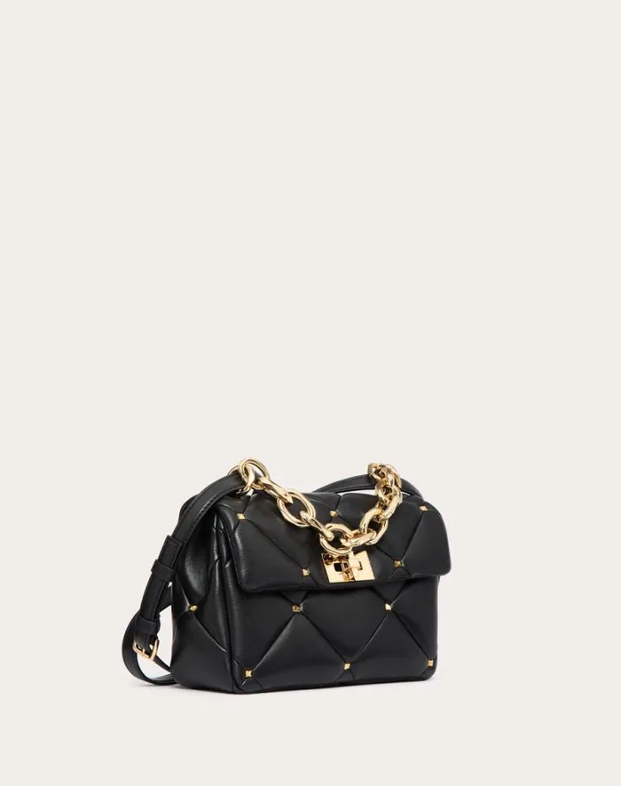 Valentino Shoulder Bags Woman Valentino Garavani Roman Stud Bag In Nappa Patchwork For Woman In Rose Cannelle Rose Cannelle Valentino Shoulder Bags Woman Valentino Garavani Roman Stud Bag In Nappa Patchwork For Woman In Rose Cannelle Rose Cannelle