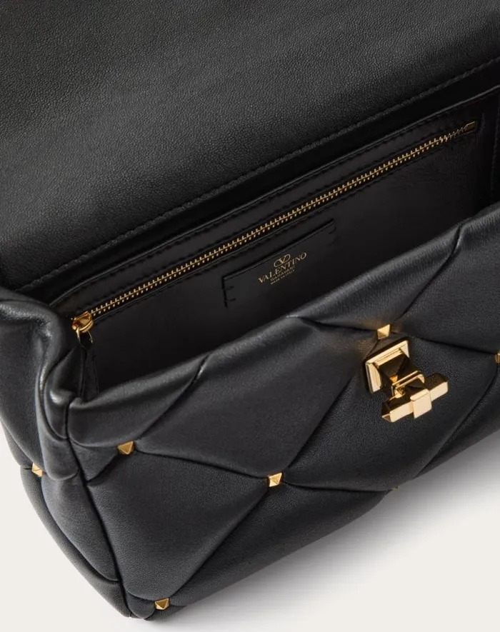 Valentino Shoulder Bags Woman Valentino Garavani Roman Stud Bag In Nappa Patchwork For Woman In Rose Cannelle Rose Cannelle Valentino Shoulder Bags Woman Valentino Garavani Roman Stud Bag In Nappa Patchwork For Woman In Rose Cannelle Rose Cannelle