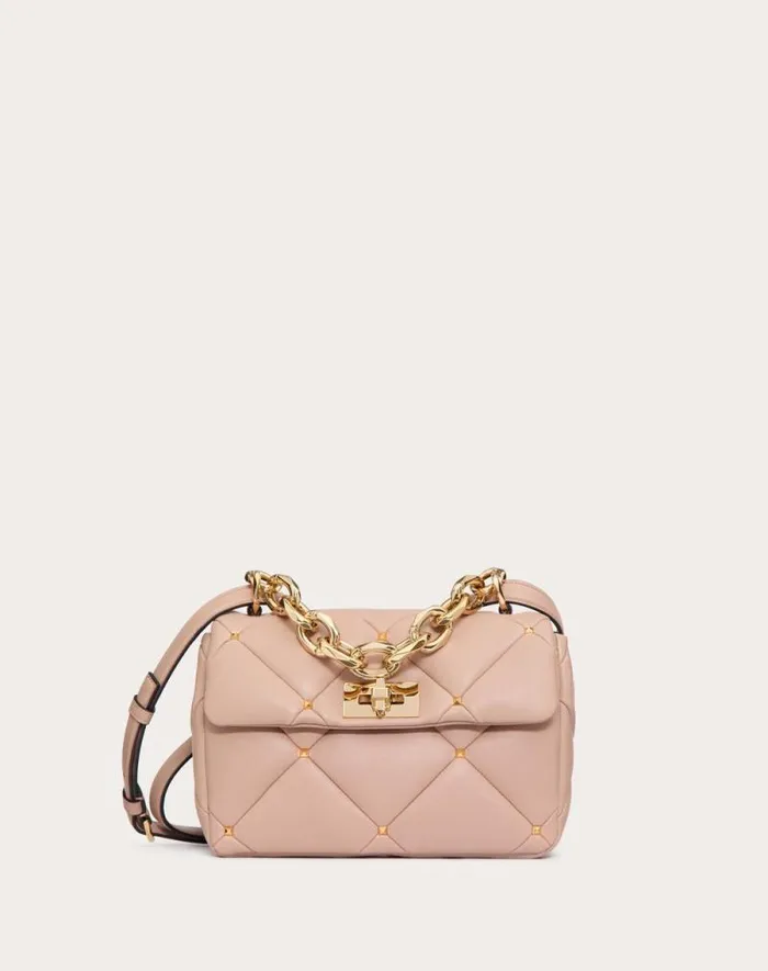 Valentino Shoulder Bags Woman Valentino Garavani Roman Stud Bag In Nappa Patchwork For Woman In Rose Cannelle Rose Cannelle Valentino Shoulder Bags Woman Valentino Garavani Roman Stud Bag In Nappa Patchwork For Woman In Rose Cannelle Rose Cannelle