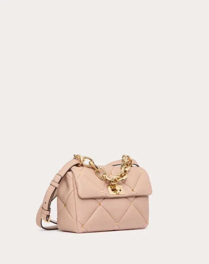 Valentino Shoulder Bags Woman Valentino Garavani Roman Stud Bag In Nappa Patchwork For Woman In Rose Cannelle Rose Cannelle Valentino Shoulder Bags Woman Valentino Garavani Roman Stud Bag In Nappa Patchwork For Woman In Rose Cannelle Rose Cannelle