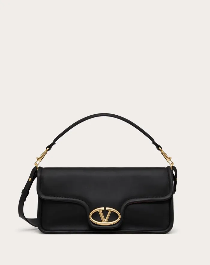 Valentino Shoulder Bags Woman Vlogo 1960 Nappa Leather Shoulder Bag For Woman In Black Black Valentino Shoulder Bags Woman Vlogo 1960 Nappa Leather Shoulder Bag For Woman In Black Black