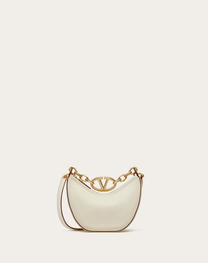 Valentino Shoulder Bags Woman Vlogo Moon Mini Hobo Bag In Nappa Leather With Chain For Woman In Peacock Peacock Valentino Shoulder Bags Woman Vlogo Moon Mini Hobo Bag In Nappa Leather With Chain For Woman In Peacock Peacock