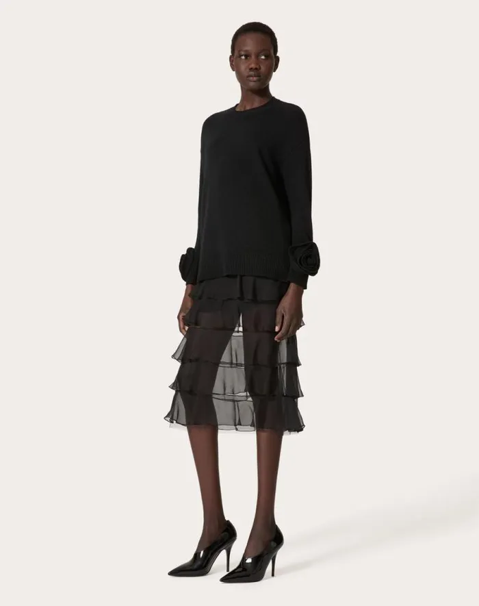 Valentino Skirts Woman Chiffon Skirt For Woman In Black Black Valentino Skirts Woman Chiffon Skirt For Woman In Black Black