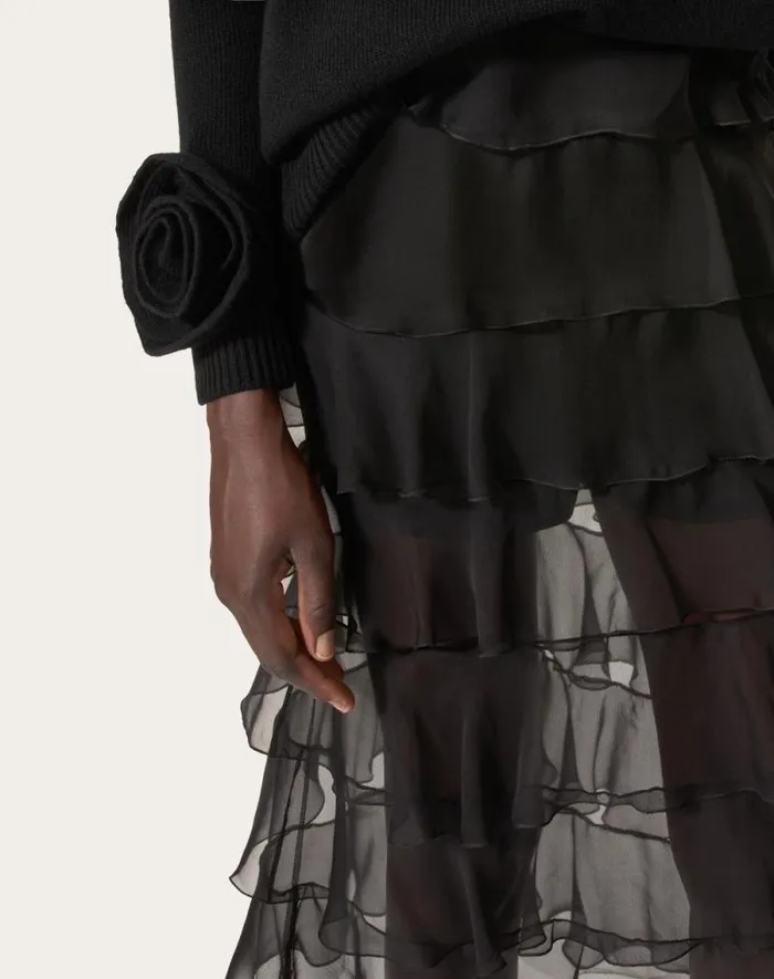 Valentino Skirts Woman Chiffon Skirt For Woman In Black Black Valentino Skirts Woman Chiffon Skirt For Woman In Black Black