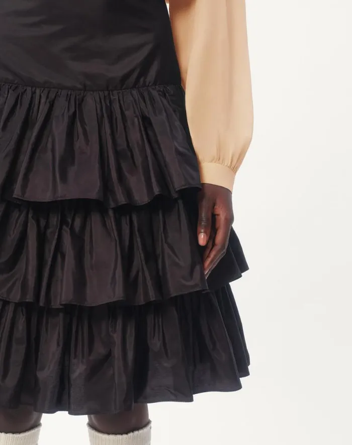 Valentino Skirts Woman Ruffled Taffeta Skirt For Woman In Black Black Valentino Skirts Woman Ruffled Taffeta Skirt For Woman In Black Black