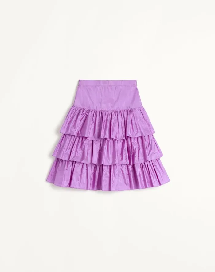 Valentino Skirts Woman Ruffled Taffeta Skirt For Woman In Black Black Valentino Skirts Woman Ruffled Taffeta Skirt For Woman In Black Black