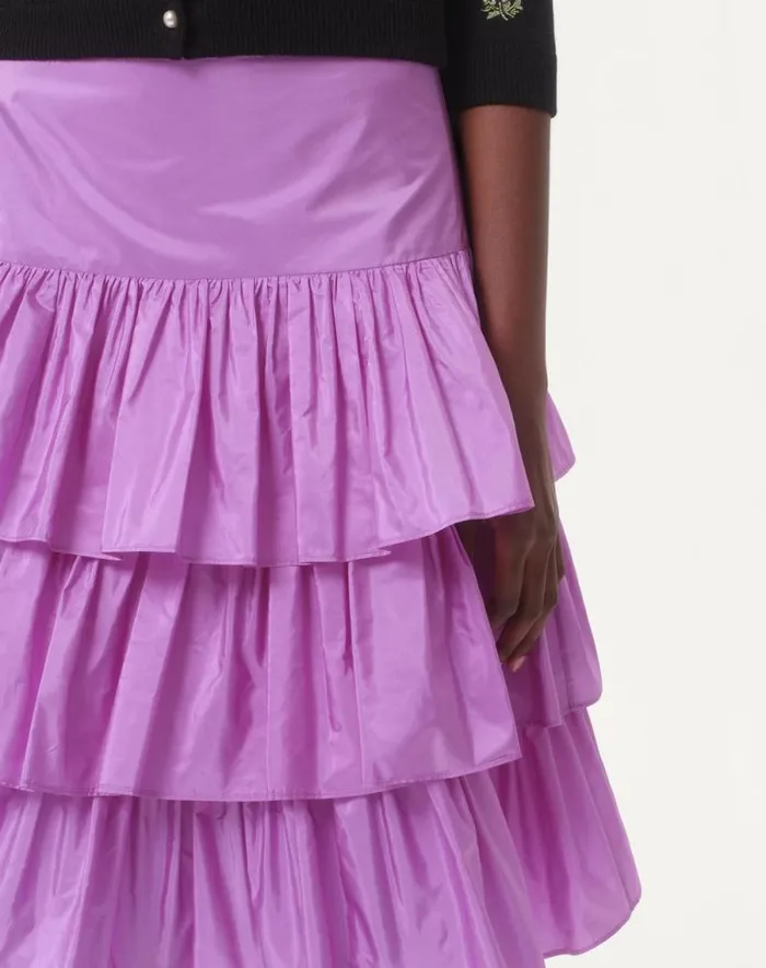 Valentino Skirts Woman Ruffled Taffeta Skirt For Woman In Black Black Valentino Skirts Woman Ruffled Taffeta Skirt For Woman In Black Black