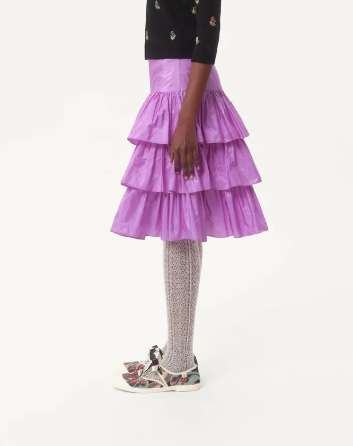 Valentino Skirts Woman Ruffled Taffeta Skirt For Woman In Black Black Valentino Skirts Woman Ruffled Taffeta Skirt For Woman In Black Black