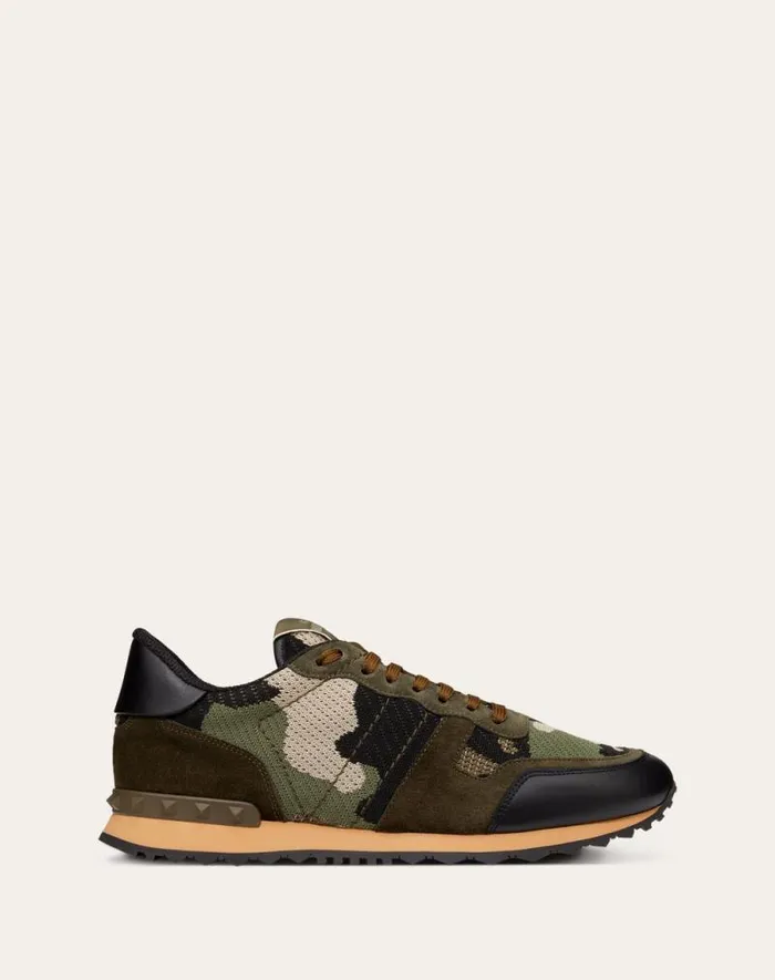 Valentino Sneakers Man Mesh Fabric Camouflage Rockrunner Sneaker For Man In Blackstone Blackstone Valentino Sneakers Man Mesh Fabric Camouflage Rockrunner Sneaker For Man In Blackstone Blackstone