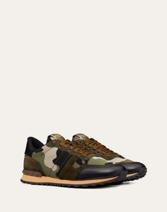 Valentino Sneakers Man Mesh Fabric Camouflage Rockrunner Sneaker For Man In Blackstone Blackstone Valentino Sneakers Man Mesh Fabric Camouflage Rockrunner Sneaker For Man In Blackstone Blackstone