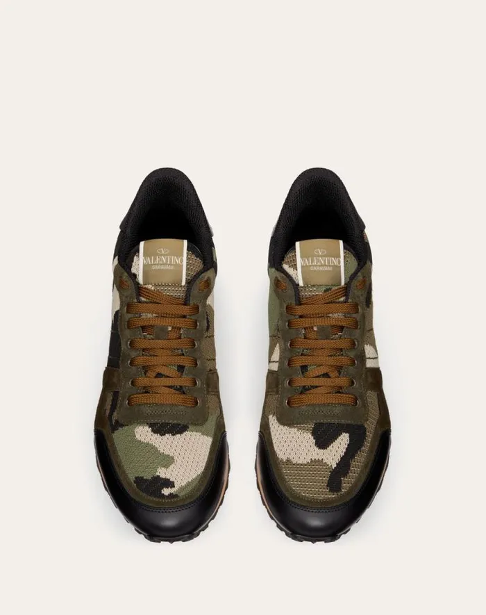 Valentino Sneakers Man Mesh Fabric Camouflage Rockrunner Sneaker For Man In Blackstone Blackstone Valentino Sneakers Man Mesh Fabric Camouflage Rockrunner Sneaker For Man In Blackstone Blackstone