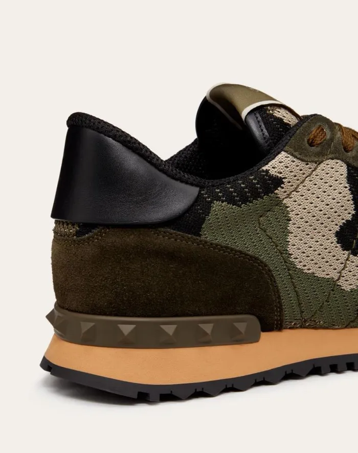 Valentino Sneakers Man Mesh Fabric Camouflage Rockrunner Sneaker For Man In Blackstone Blackstone Valentino Sneakers Man Mesh Fabric Camouflage Rockrunner Sneaker For Man In Blackstone Blackstone