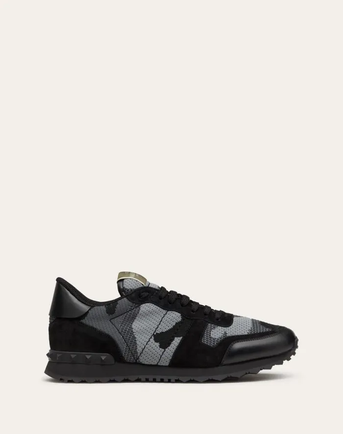 Valentino Sneakers Man Mesh Fabric Camouflage Rockrunner Sneaker For Man In Blackstone Blackstone Valentino Sneakers Man Mesh Fabric Camouflage Rockrunner Sneaker For Man In Blackstone Blackstone